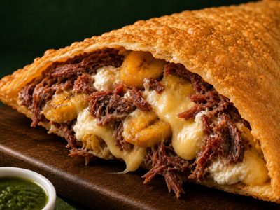 Carne do sol com queijo e banana e cream chesse 